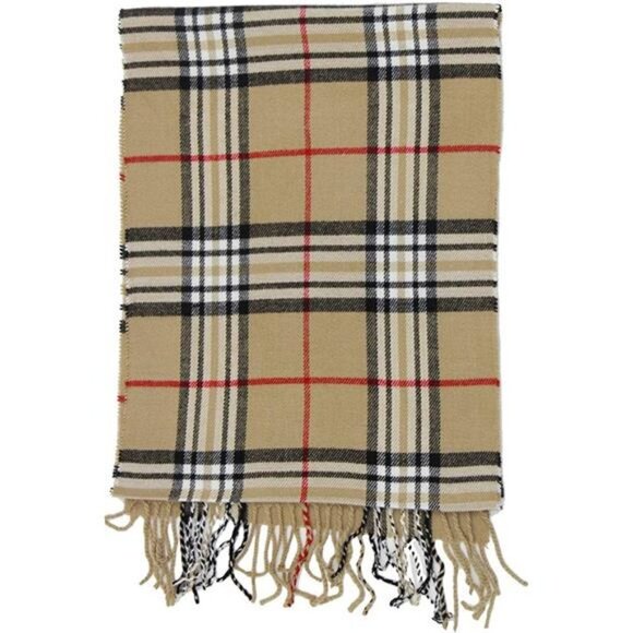 New Soft Cashmere Feel Plaid Check and Solid Winter Scarf - Picture 3 of 3